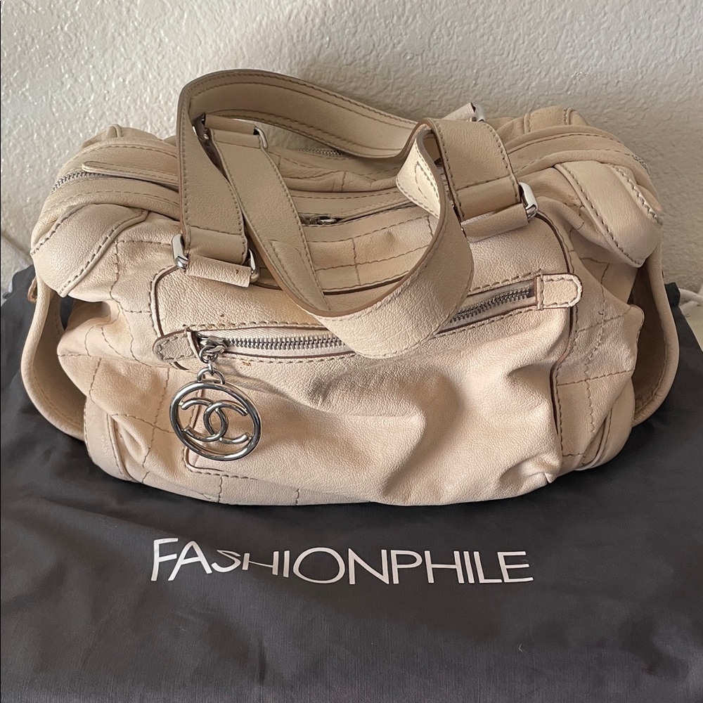 CHANEL Cream Leather Satchel